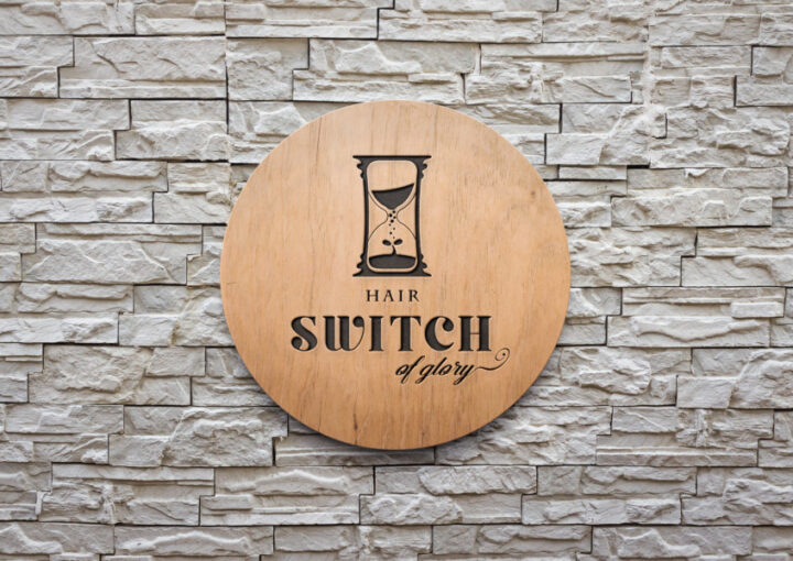 砂時計がモチーフのヘアサロンのロゴデザイン