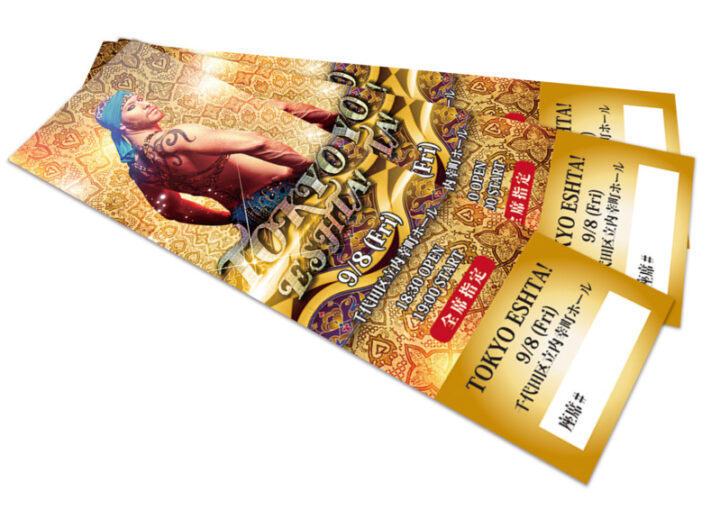 煌びやかなダンスイベントのチケットデザイン