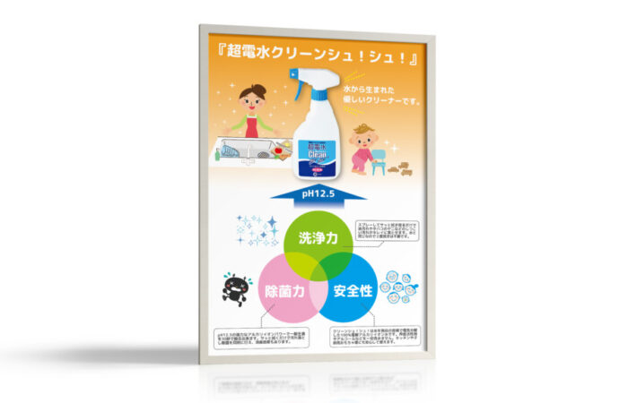 ポスター制作事例 – アルカリ洗浄水の展示会ポスターデザイン