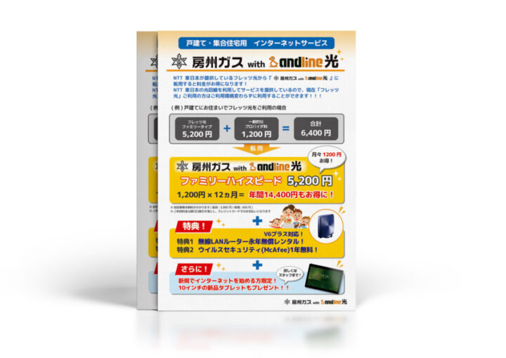 戸建て・集合住宅用のインターネットサービスの紹介チラシデザイン