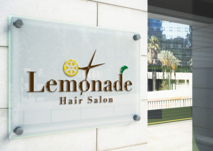 レモンがポイントのヘアサロンのロゴデザイン