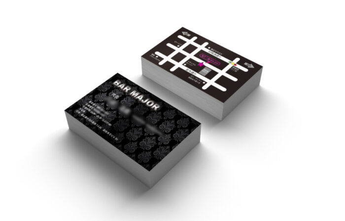 名刺制作事例 - 黒で統一した上品なバーの名刺デザイン