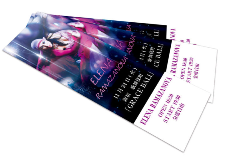 ダンサーを大きくフィーチャーしたイベントのチケットデザイン