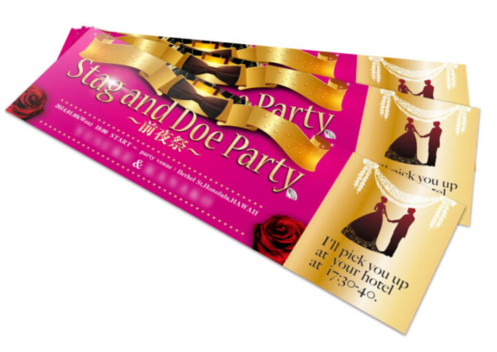 結婚式前夜祭の華やかなチケットデザイン