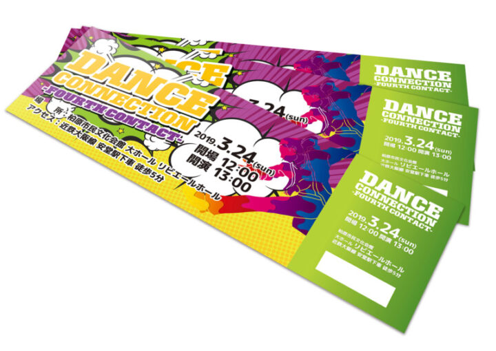 海外コミック調のダンスイベントのチケットデザイン