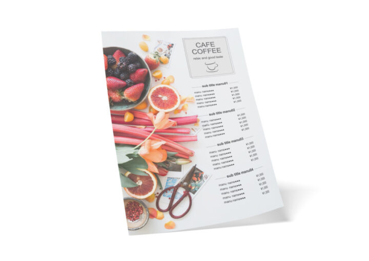 お洒落なカフェの無料メニューデザインテンプレート