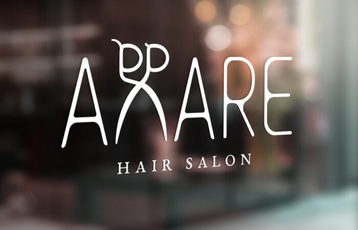 ロゴ制作事例 - ハサミがモチーフの柔らかなヘアサロンのロゴデザイン