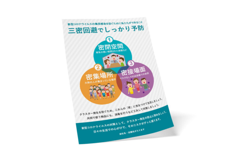 三密回避の無料ポスターデザインテンプレート