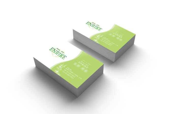 名刺制作事例 - 緑が爽やかなビューティーサロン名刺デザイン