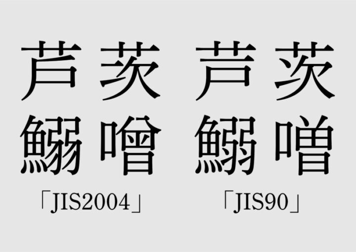 字形規格「JIS90」と「JIS2004」