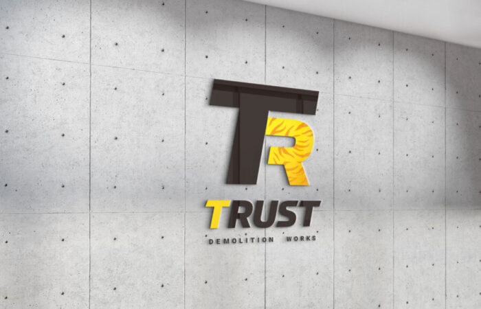 ロゴ制作事例 - コントラストが印象的な解体工事会社の力強いロゴデザイン