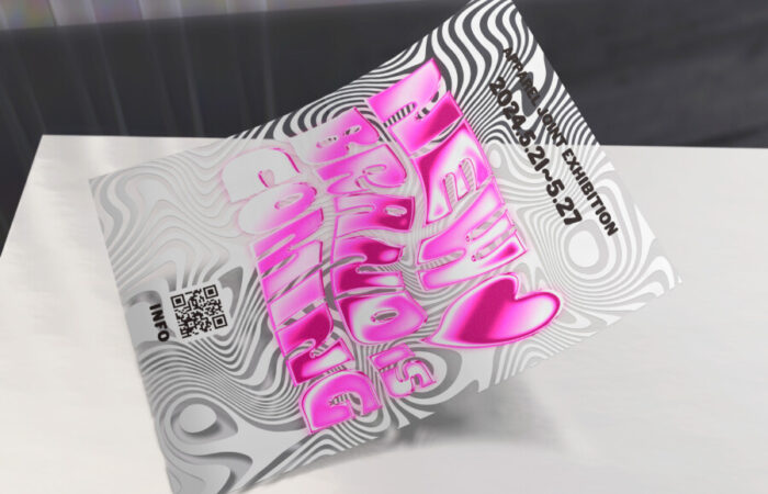 ポスター制作事例 - アパレル展示会のサイケデリックなクリアポスターデザイン