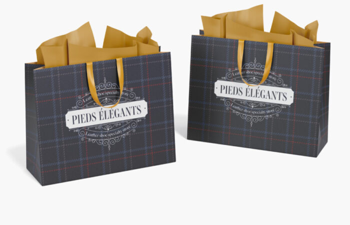 紙袋デザイン制作事例 - 革靴専門店のショップバッグ（紙袋）