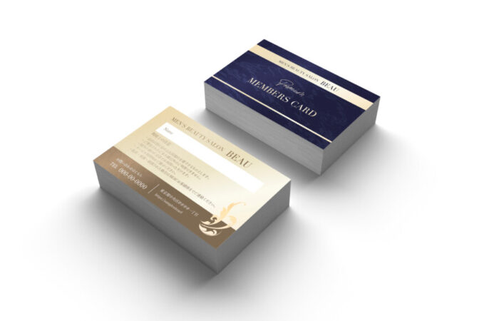 ショップカード制作事例 - メンズ美容サロンのシンプルなショップカードデザイン