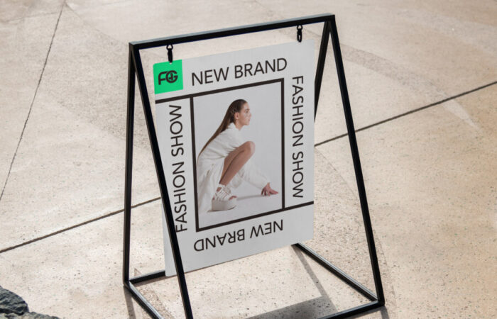 看板制作事例 – ファッションイベントの都会的な看板デザイン