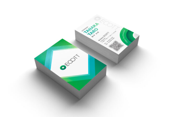 名刺制作事例 - エコ関連のフレッシュで鮮やかな企業名刺デザイン