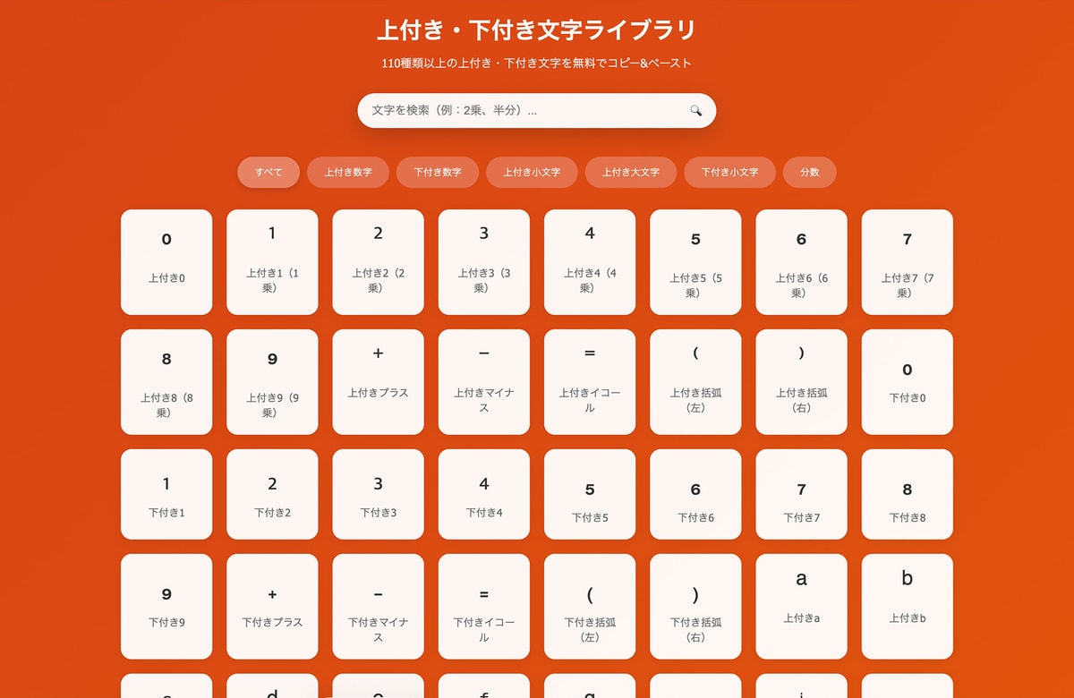 x² も H₂O も、書式設定なしで書ける。無料ツール「上付き・下付き文字ライブラリ」を公開しました。