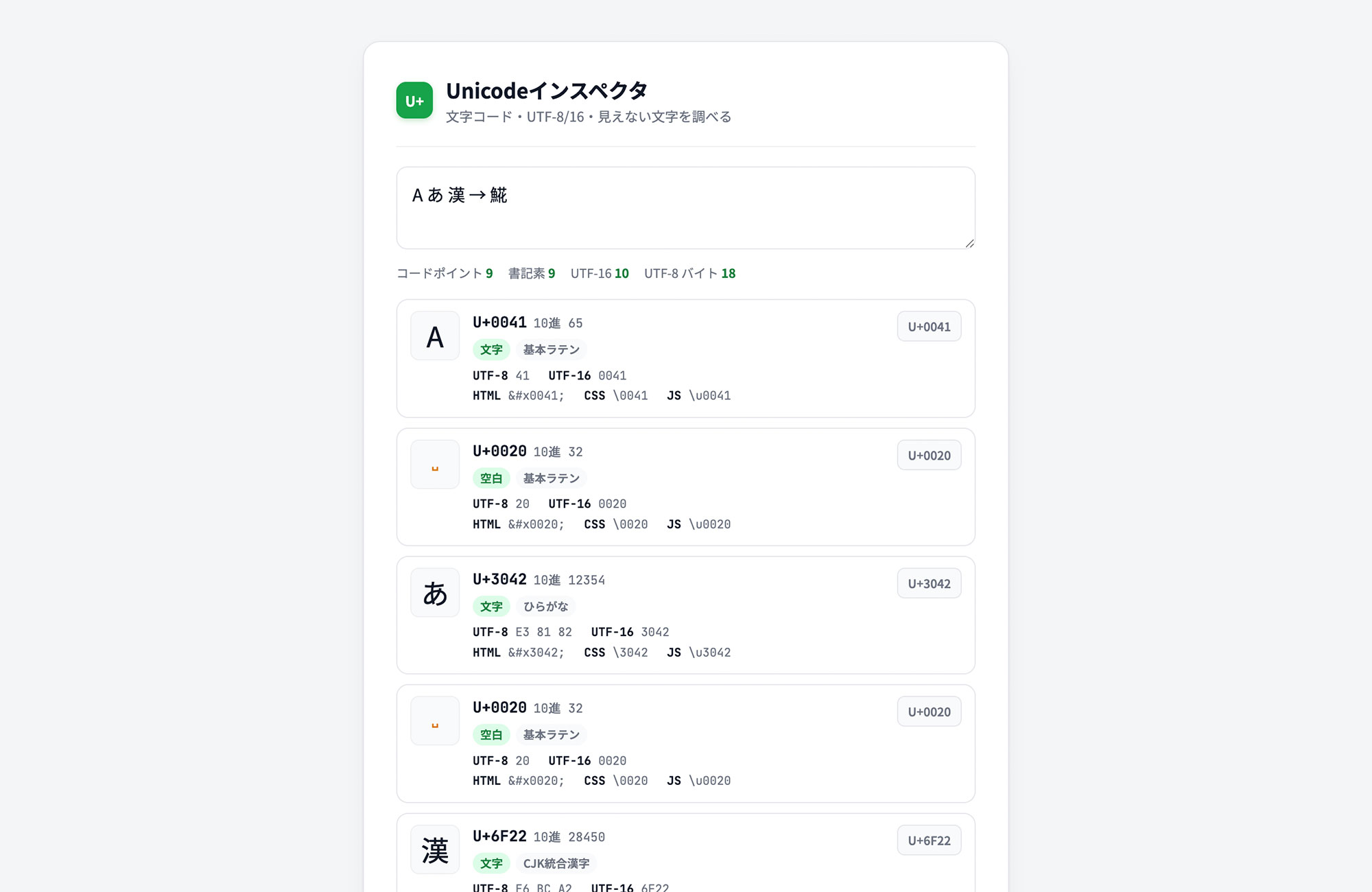 Unicodeインスペクタ