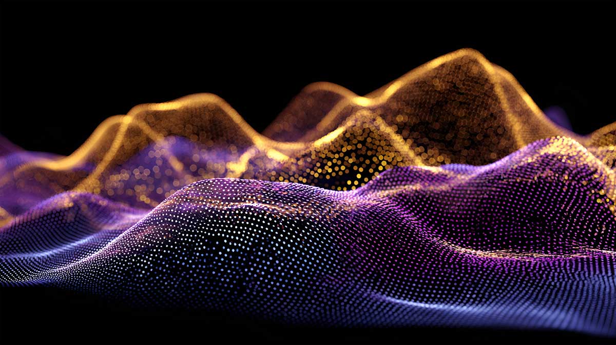 1/f fluctuation pattern visualization — natural rhythm in campfire and ocean waves