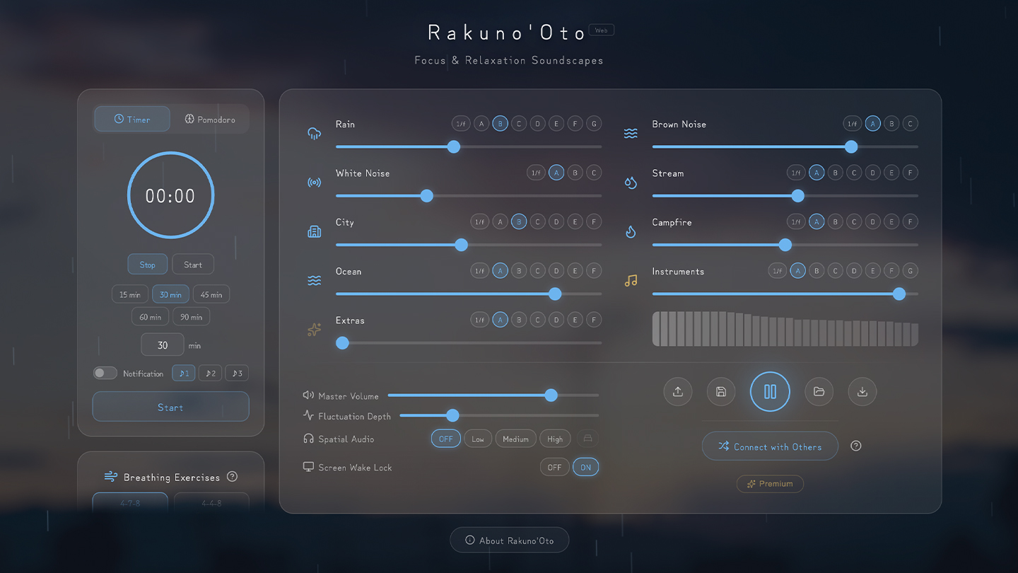 Rakuno'Oto — Ambient sound mixer interface