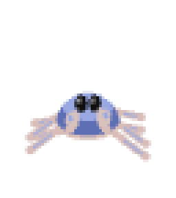 ミナミコメツキのドット絵。青紫の丸い小さなカニ