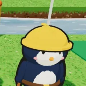 ペンゾー。黄色いヘルメットのペンギン