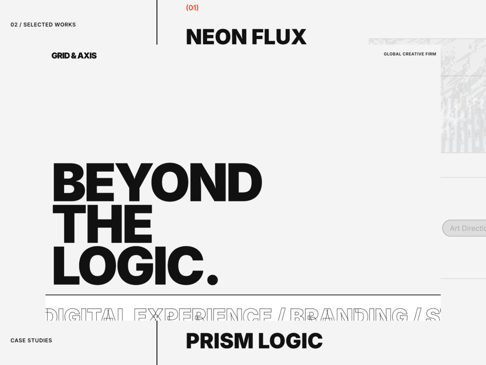 無料HTMLテンプレート『AXIS』― 思考を叩きつける、ブルータリズム系グリッドデザイン